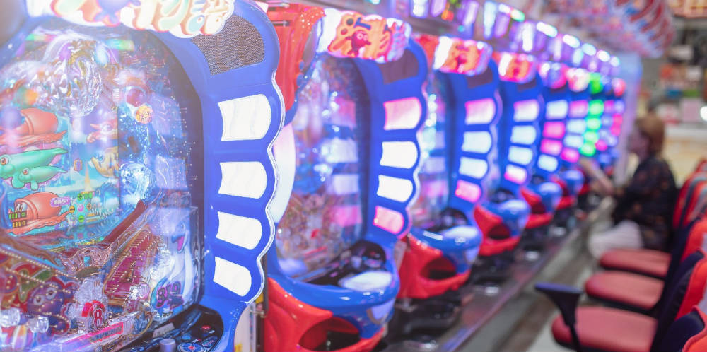 Inside a typical pachinko parlor