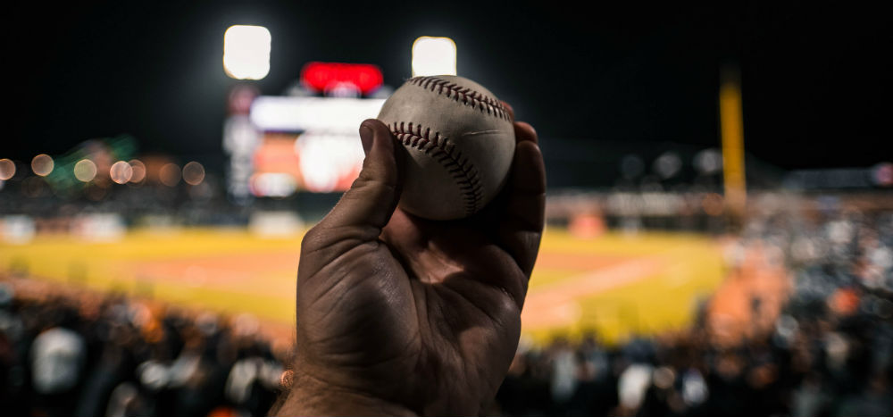 At a baseball night game