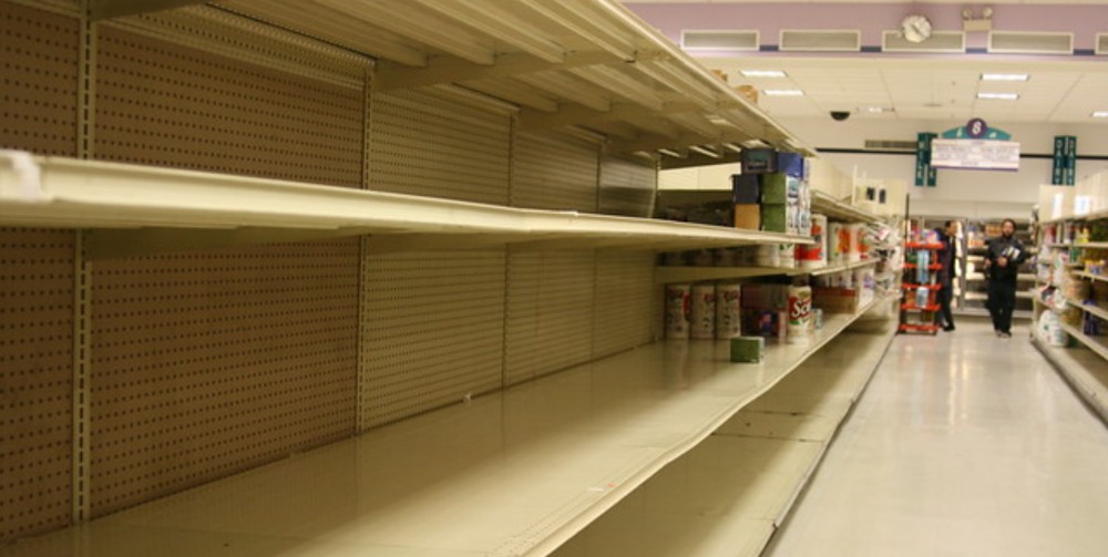 Empty supermarket shelves were a common sight at the beginning of the pandemic.