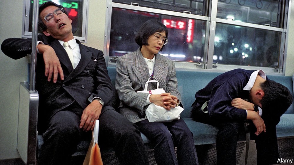 People sleeping in public is a very common sight in Japan.